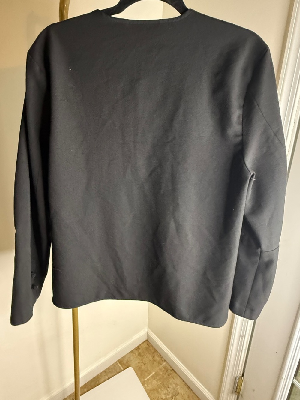 Zara NWT Black Structured Long Sleeve Blouse Womens Large Minimalist Top - Picture 6 of 10